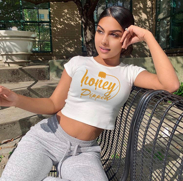 Honey Dipped Women's Baby Tee — Cute Honey Drip Crop Top